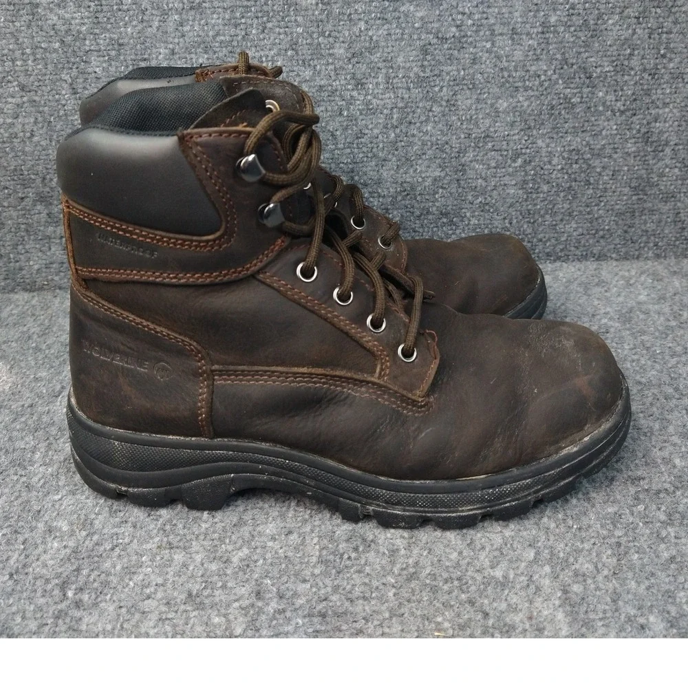 Wolverine Waterproof Work Boots Men 9M Brown Leather Oil Resistant W230063